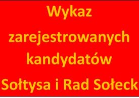 Wykaz zarejestrowanych kandydatów na Sołtysa i Rad Sołeckich