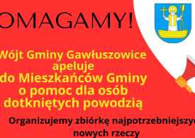 Wójt Gminy Gawłuszowice  Bogusław Wojnarowski apeluje do Mieszkańców o pomoc dla osób dotkniętych powodzią❗️ Dziękujemy za każdy odruch serca❤️