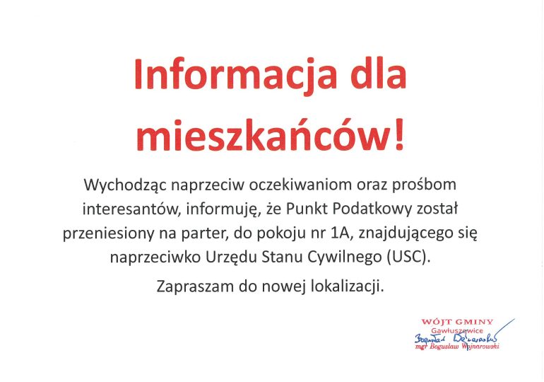 Informacja dla mieszkańców!