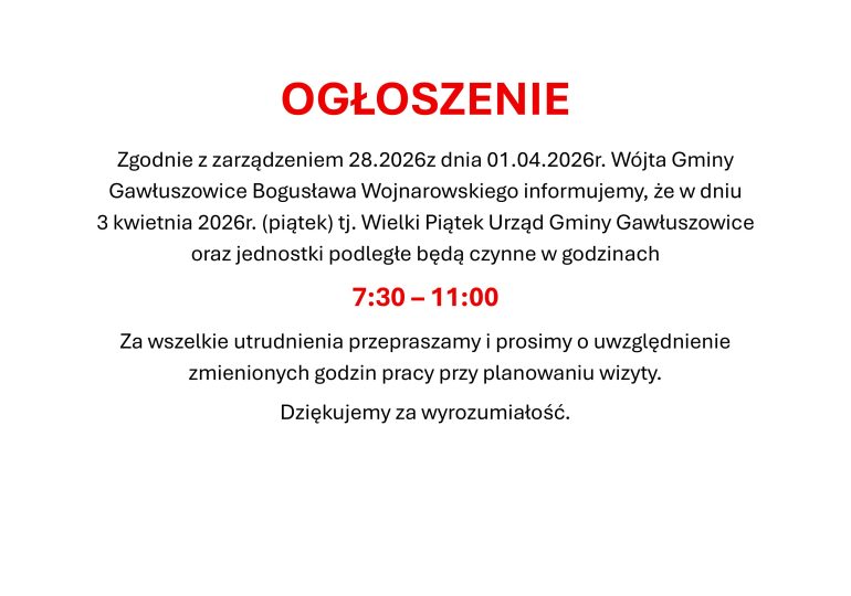 OGŁOSZENIE